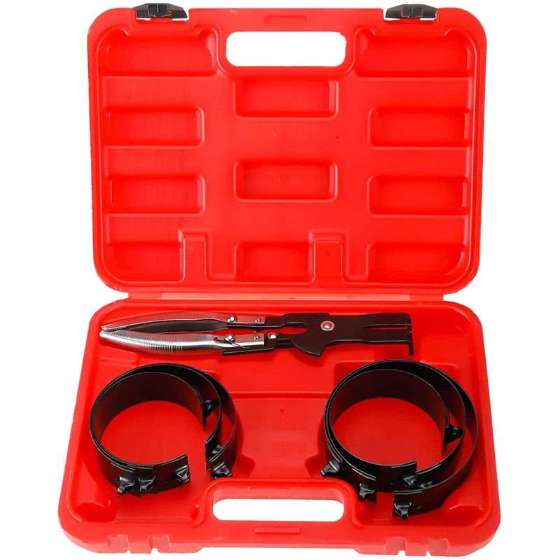 Piston Ring Compressor Kit Cylinder Installer with Plier & 6 Bands Tool Set