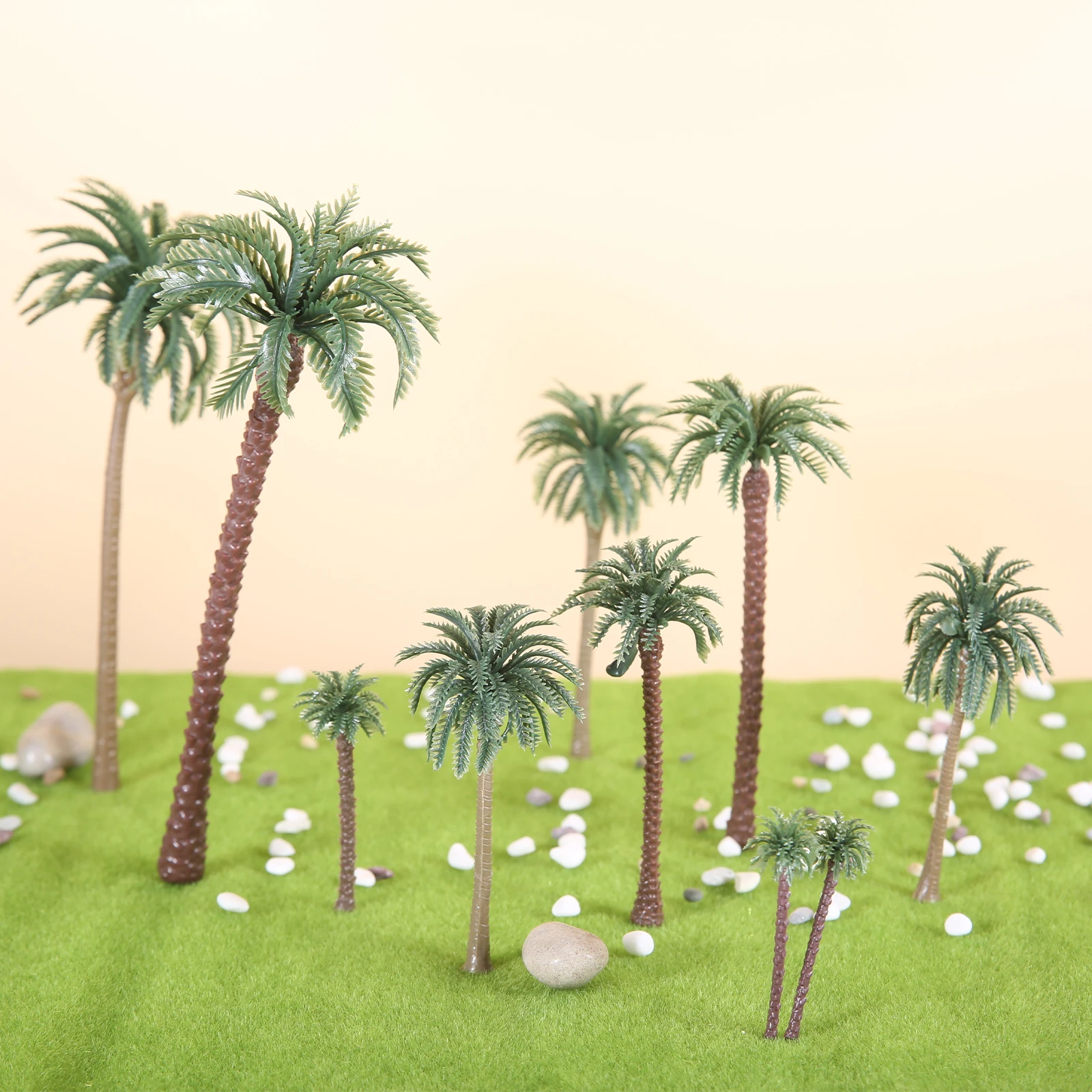 48pcs Coconut Tree Model Mixed Size 5.5-19cm 2.1-7.4in Palm Trees Miniature Landscape Scenery Diorama Rainforest Layout Ornament