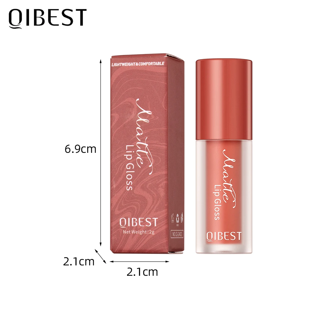 QIBEST 1Pc velours mat liquide rouge à lèvres nu brillant à lèvres maquillage naturel hydratant lèvres glaçure brillant teinte mode femmes cosmétiques