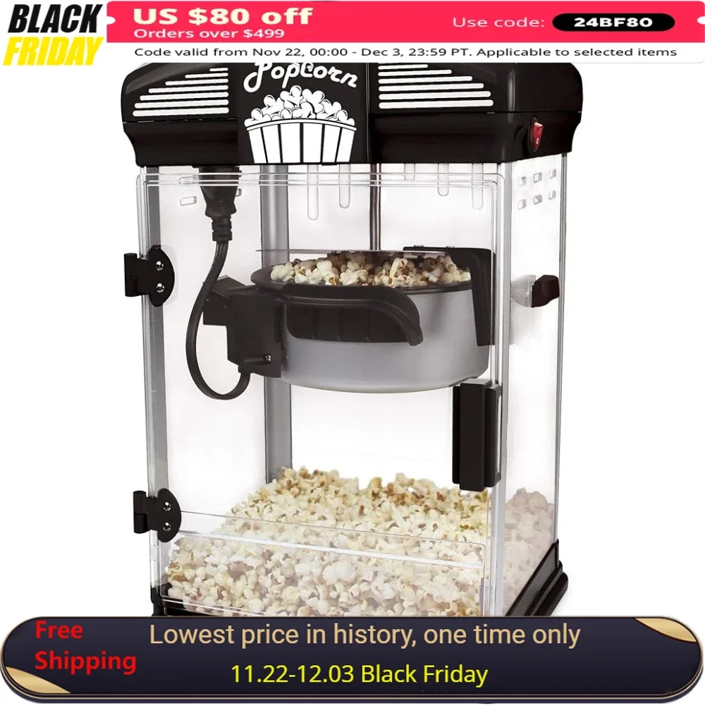 

4Qt Manual Popcorn Machine with Nonstick Popcorn Kettle, Measuring Tool and Scoop, Popcorn Makers