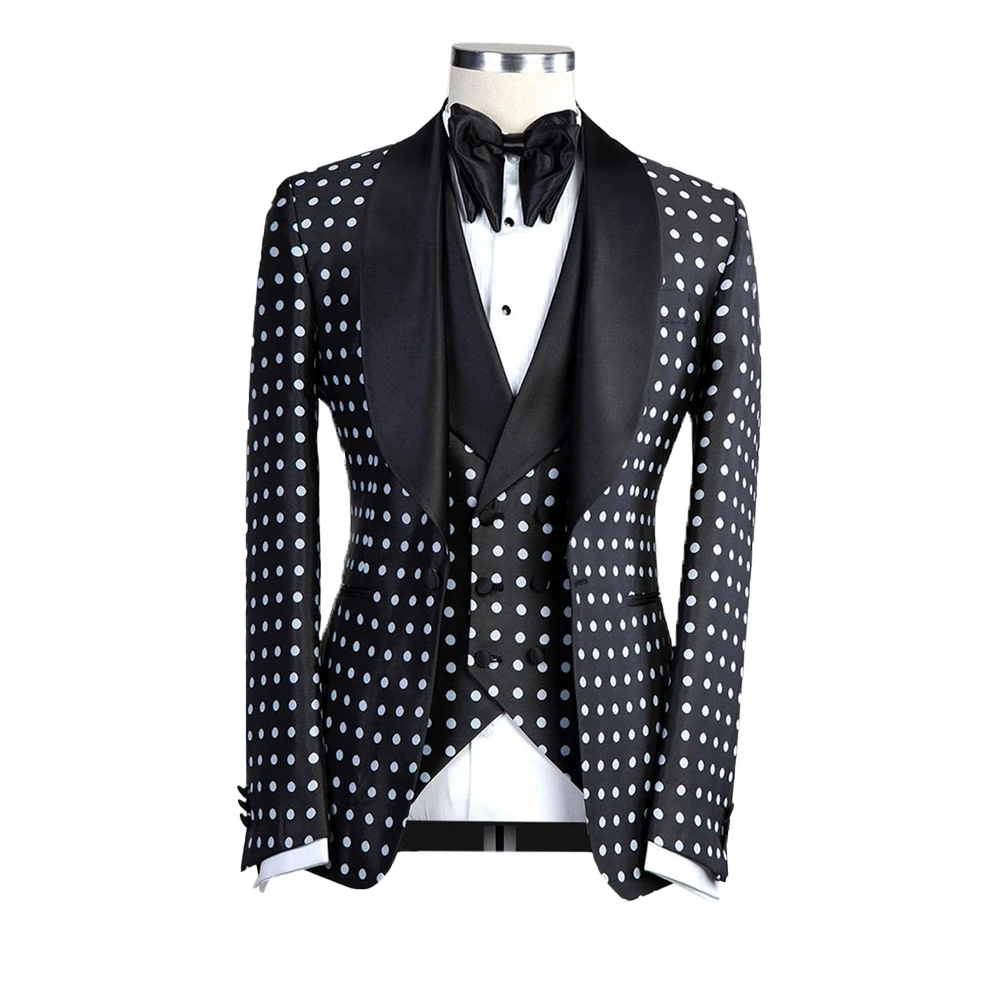 Fashion Men Suits Tailor-Made Tuxedo 2 Pieces Jacket and Vest Blazer Wedding Party Singer Groom Costume Homme Black