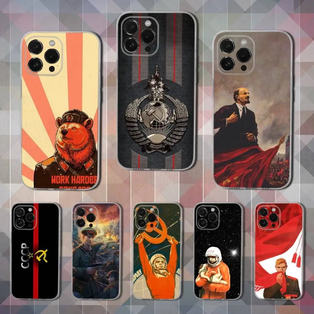 

Russian USSR Banner Case For iPhone 17,11,12,13,16,14,15,Pro,Max,Plus,X,XS,XR,SE,Mini Transparent Soft Silicone