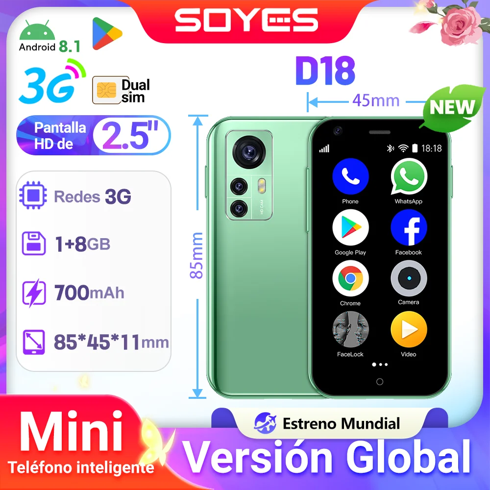 SOYES D18 Mini Android smartphone 3G network quad-core 700mAh rear 5 megapixel camera dual sim dual standby