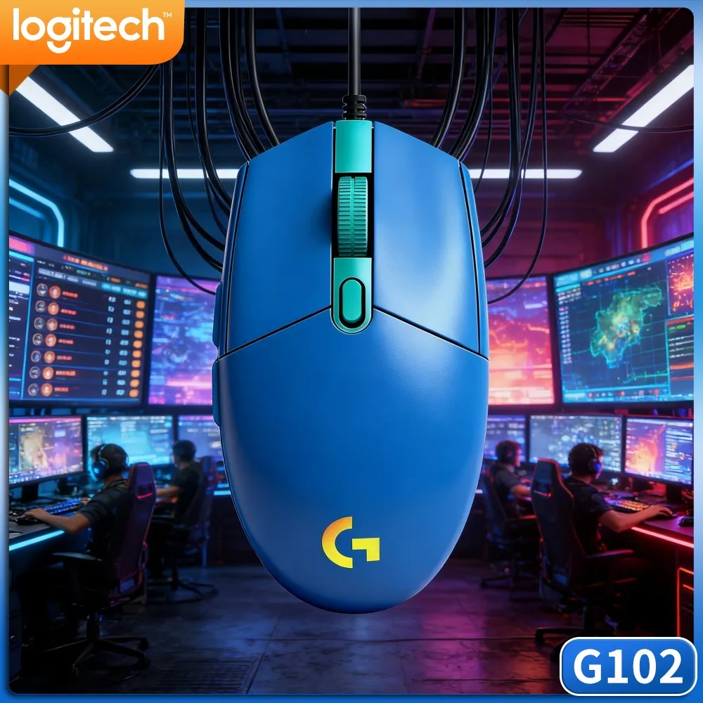 Logitech G102 Wired Gaming Mouse,Adjustable RGB Brightness Level,Switch Bright Or Dim Light According To Environment