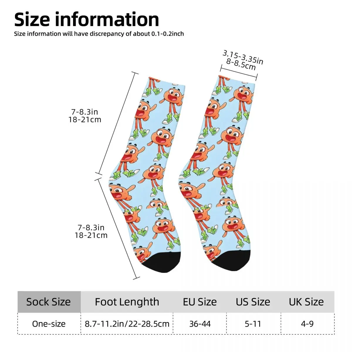 Calzino Darwin Watterson per uomo Hip Hop Vintage G-Gumball Happy Quality Pattern stampato Boys Crew Sock novità regalo