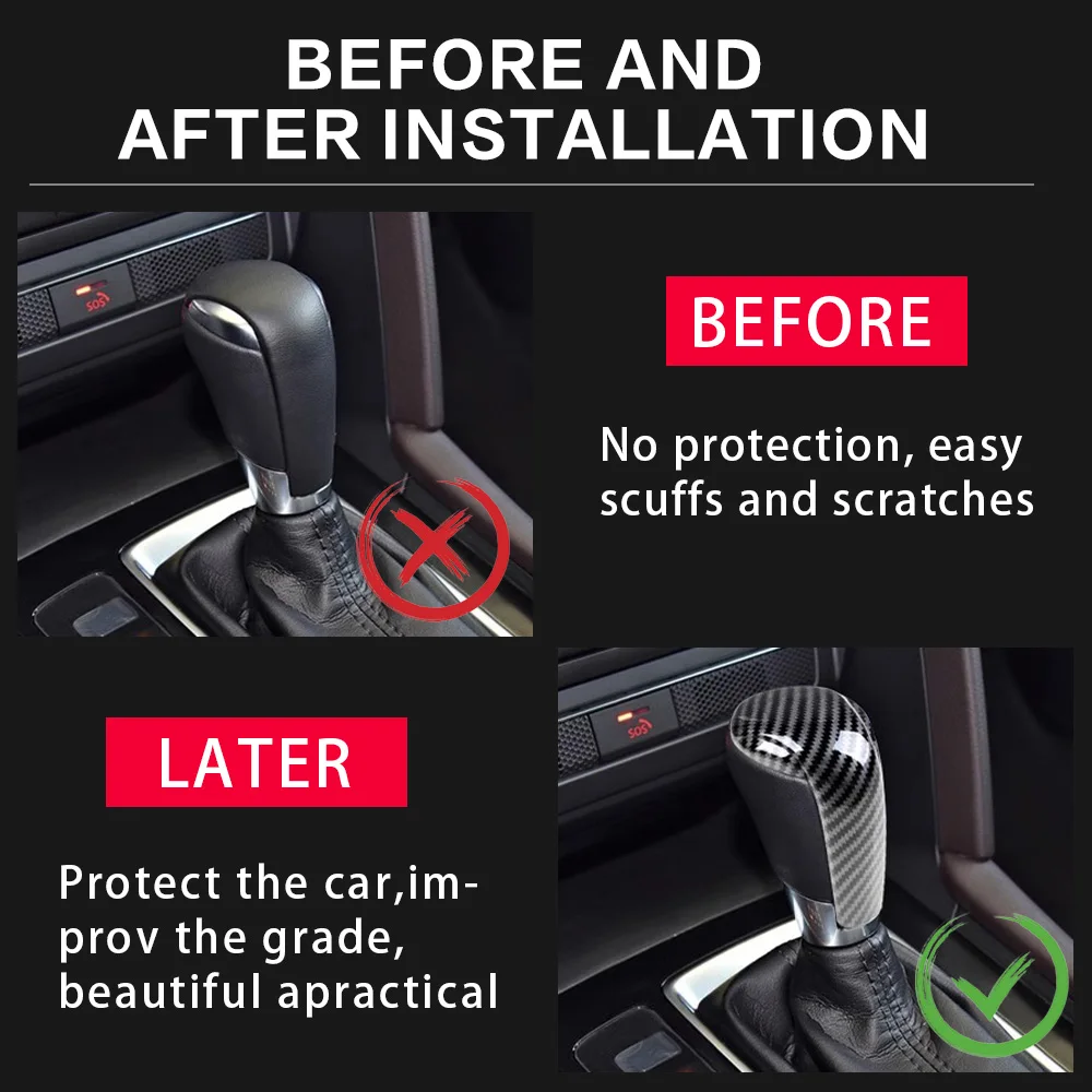 1PC Car Shift Knob Protective Cover Carbon Fiber Auto Handle Decorative Accessories For Mazda CX 3 5 6 2023 2022 2021 2020 2019