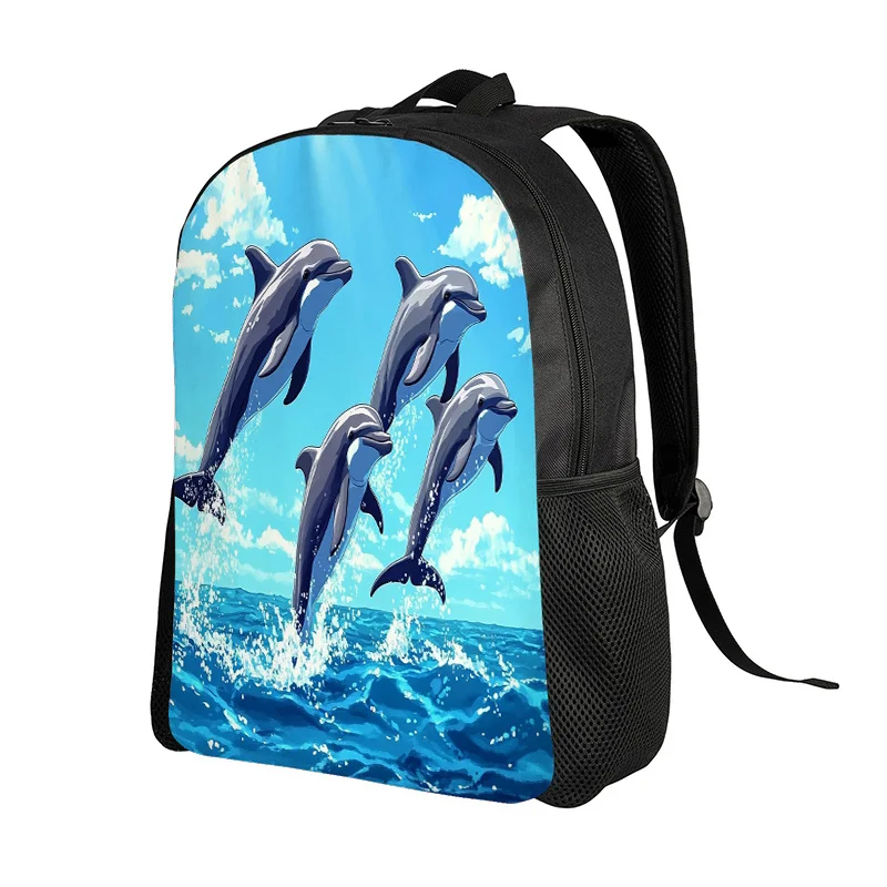 

Portable Dolphin Printed Backpack for Men and Women - Adjustable Shoulder Straps, High Quality School Bag, Marine Life Design