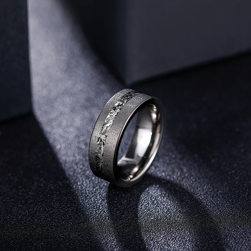 Somen Black 8mm Tungsten Carbide Ring Sanded with Zircon for Gift Men Ring Male Wedding Band