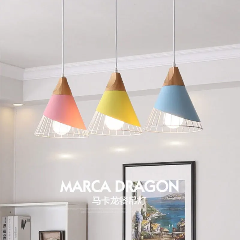 

Nordic Macaron Minimalist Chandelier Creative Iron Art Lamp Bedroom Living Room Restaurants Light Hotel Cafe LED Lights Fixtures