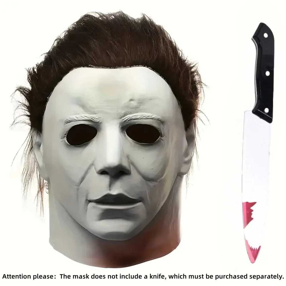 Halloween Cosplay Costume Props Horror Man Mask Horror Latex Michael Mask  White Classic Mask  Stage Performance Accessories