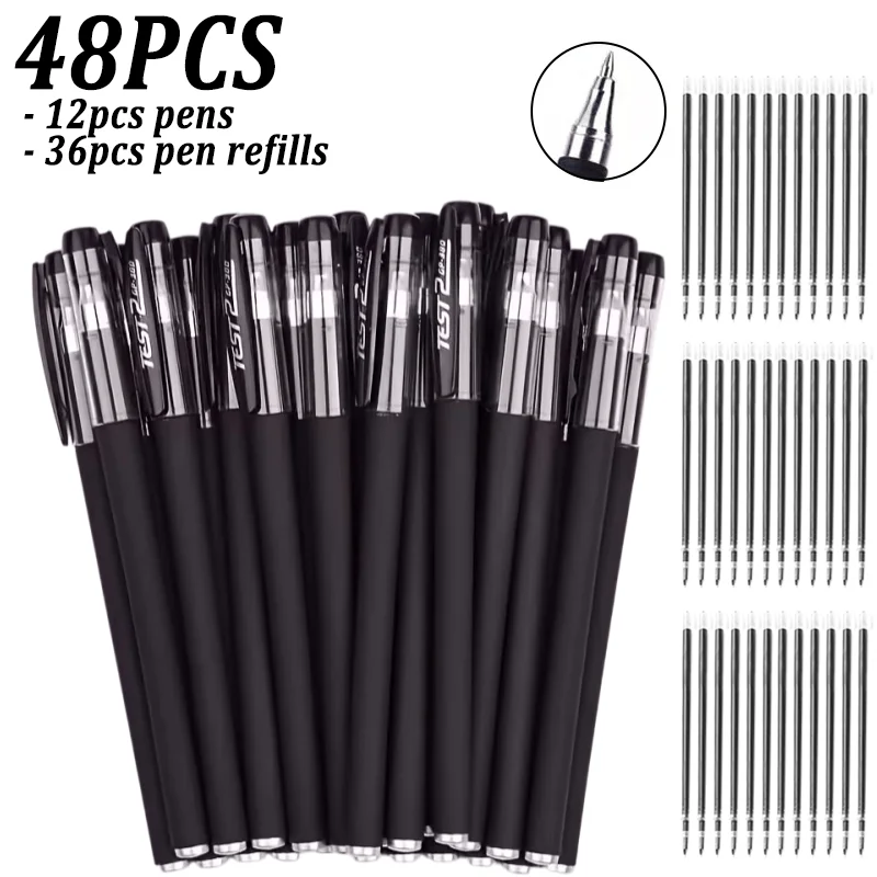 48pcs Matte Gel Pen Set, Smooth Assorted Color Gel Pens, Journal Drawing Note Taking, Office School Daily Writing Stationery
