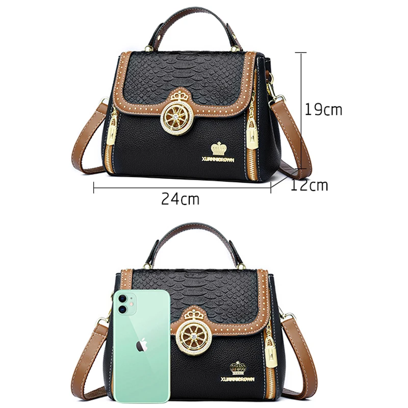 High Quality Soft Leather Purse Fashion Women Shoulder Messenger Bag Multi-pocket Wear-resistant Bag Luxury Ladies Handbag Sac