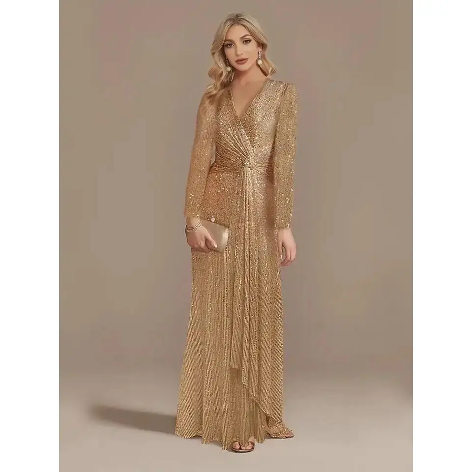 V-Ne Evening Dr Wedding Par Lentejuelas Prom Dres Mujer Faionable Ele Long Dr para ocasiones especiales