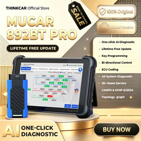 MUCAR 892BT PRO AI Key Programmer TKEY 101 Topology Automotive Diagnostic Tool J2534 Bidirectional Car Obd2 Scanner ECU Coding