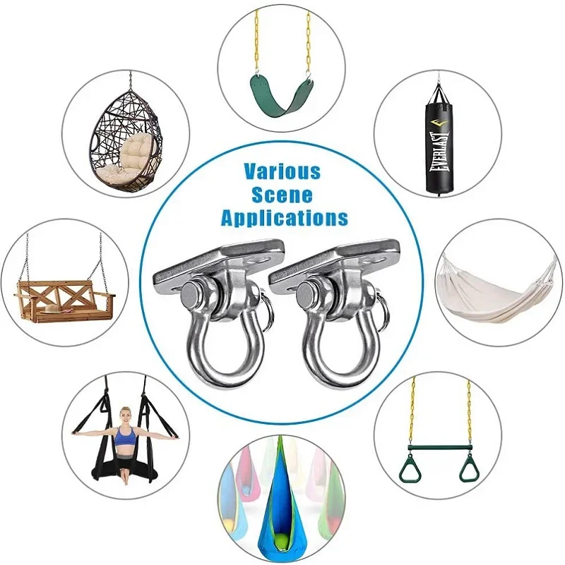 Heavy Duty Swing Hanger Hook, 360 ° Swivel Swing Hook with 4 Screws for Yoga Seat, Hammock Sandbag, Indoor and Outdoor Stainless