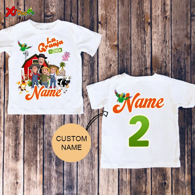 

Farm Shirt for Kids Animal Cartoon Custom Name Shirt Toddler Baby Gift 3nd Birthday Shirt Teen Girl Clothes Shirt Boys Tee Zoo