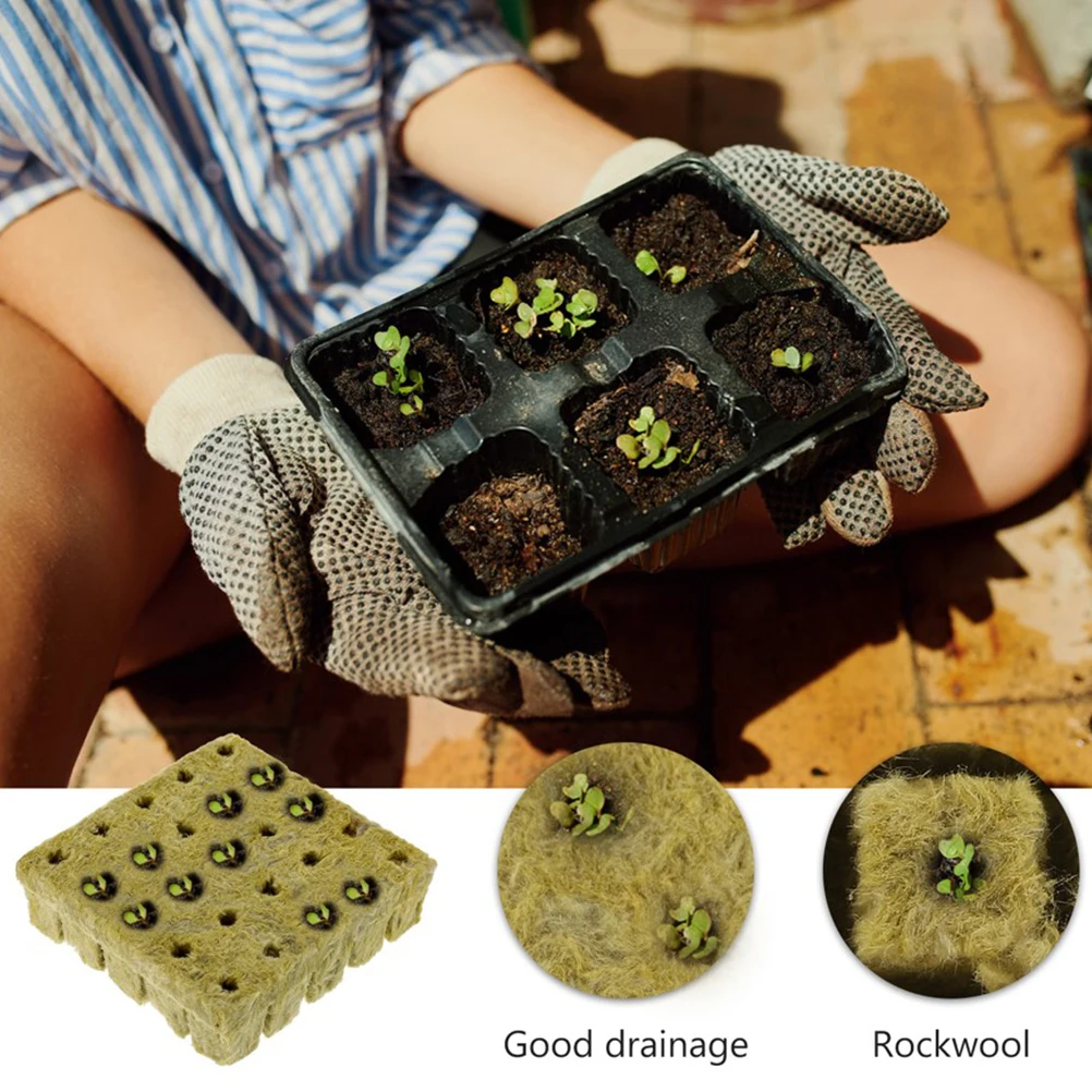 

100Pcs Soilless Cultivation Rock-Wool Grow Blocks Nutrient Starter Plugs Suitable for Hydroponic Seedlings Flower Plants
