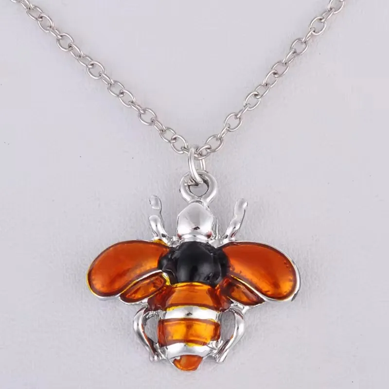 Enamel Hornet Wasp Ladybug Ladybird Beetle Bee Necklace Metal Choker Chain Pendant Necklace Fashion Costume Jewellery Boutique