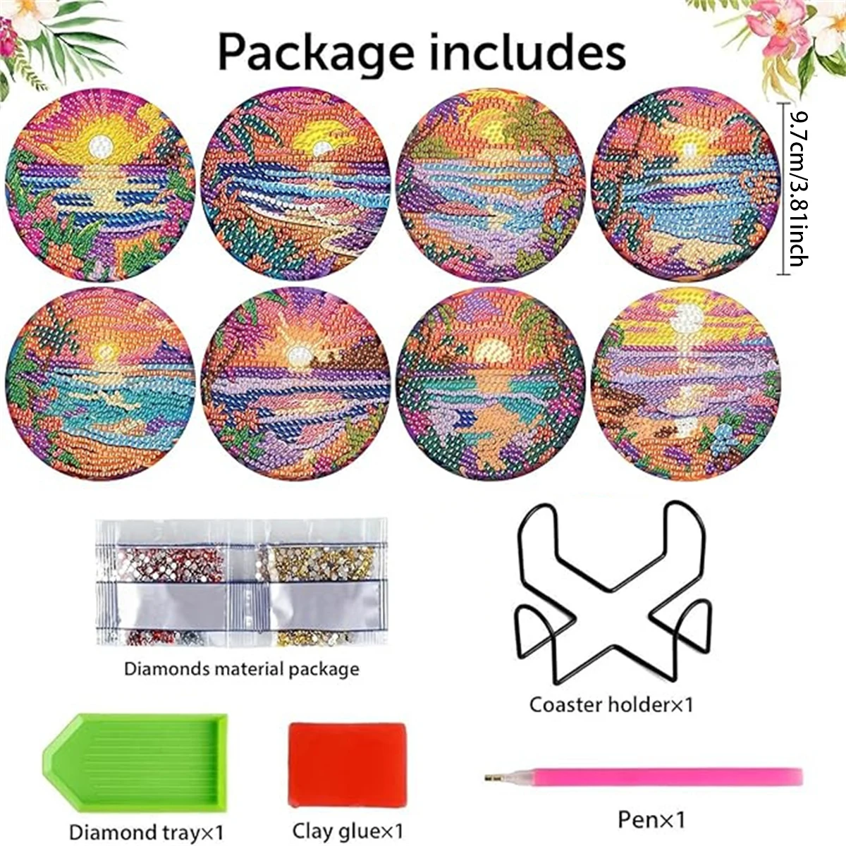 8 Buah/Set Set Tatakan Gelas B - Resin Art Coasters ulasan dan harga