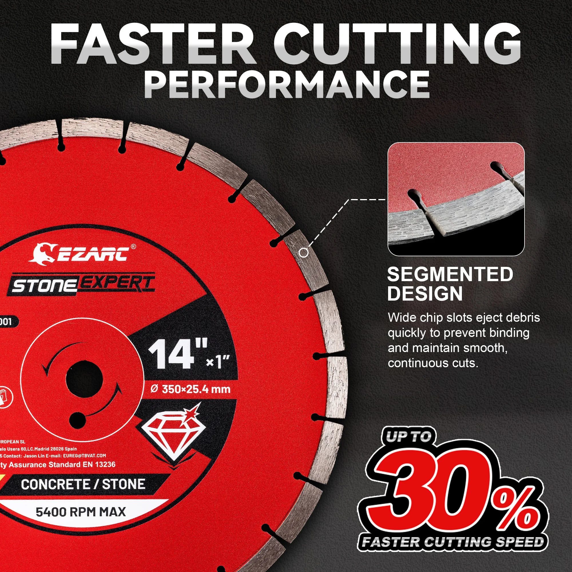 EZARC 14 Inch Diamond Saw Blade Segmented Concrete Blade Dry/Wet Cutting for Concrete Granite Masonry Brick Stone 1
