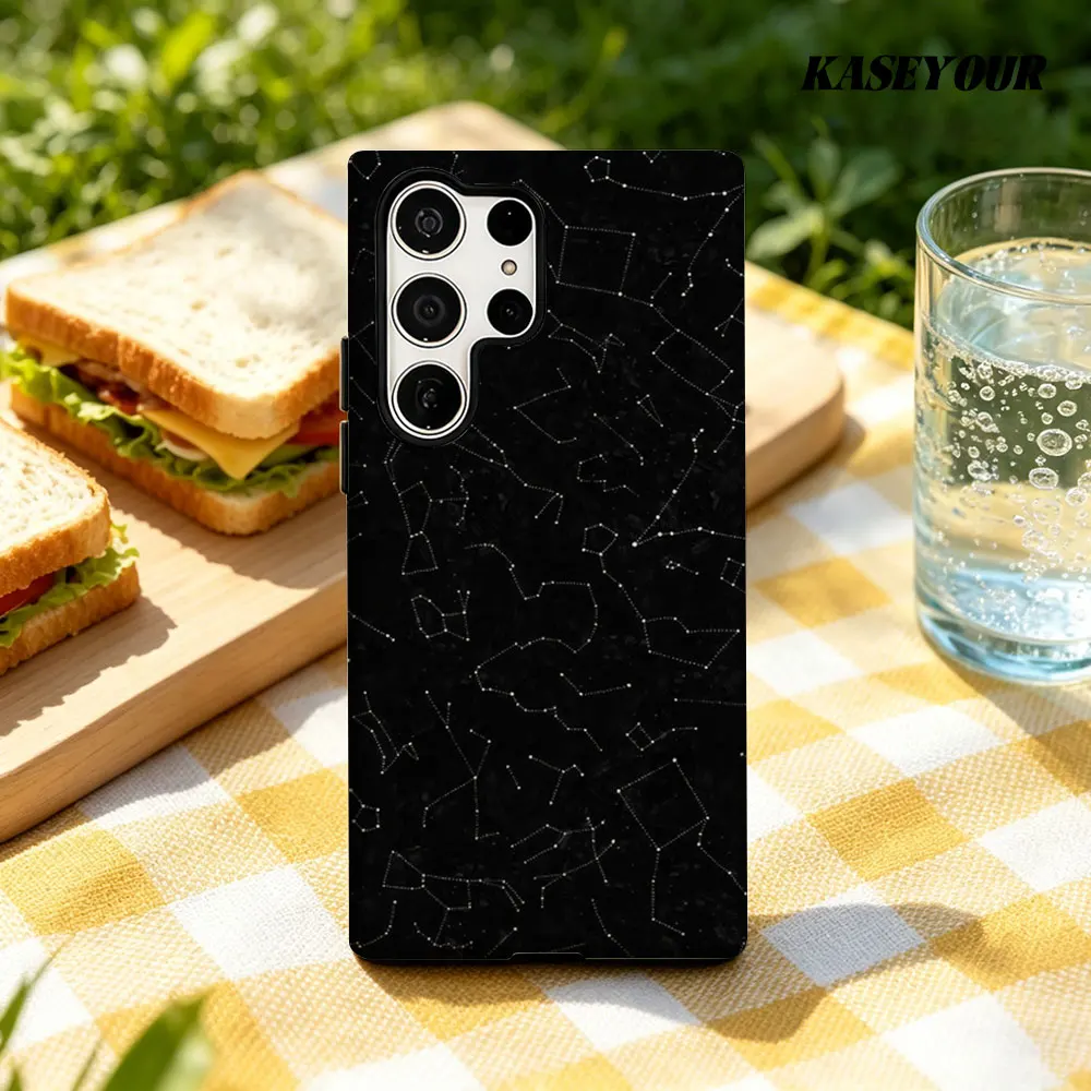 Starry Web For Samsung Galaxy Phone Case S23 A57 S20 S25 FE S26 Plus S24 Ultra A56 A37 2-IN-1 Shockproof Bumper