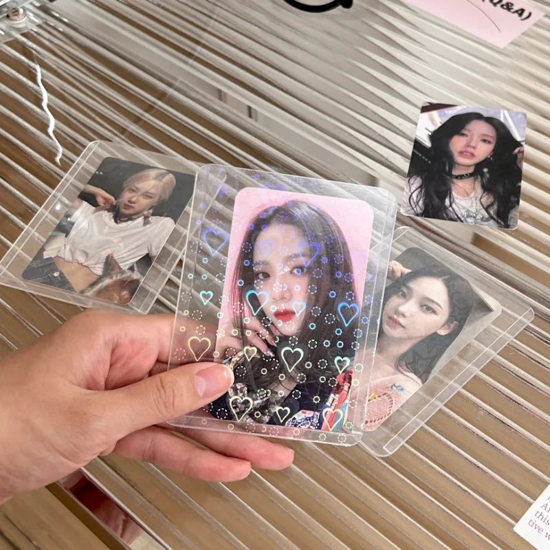 10Pcs Ins Photocard Toploader Liebe Herz Stern Foto Ärmeln Idol Foto Karten Schutzhülle PVC laser transparent Karte Ärmeln – Detail 4