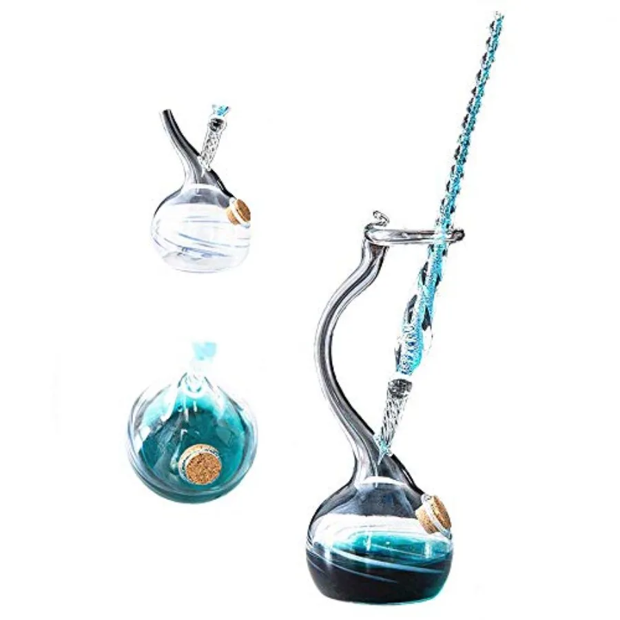 

Calligraphy Pen Set Handmade Glass Dip Pen Holder Crystal Drip Fountain Pen Writing Sigtures Pen Ink Washing Inkwell Pen tion O