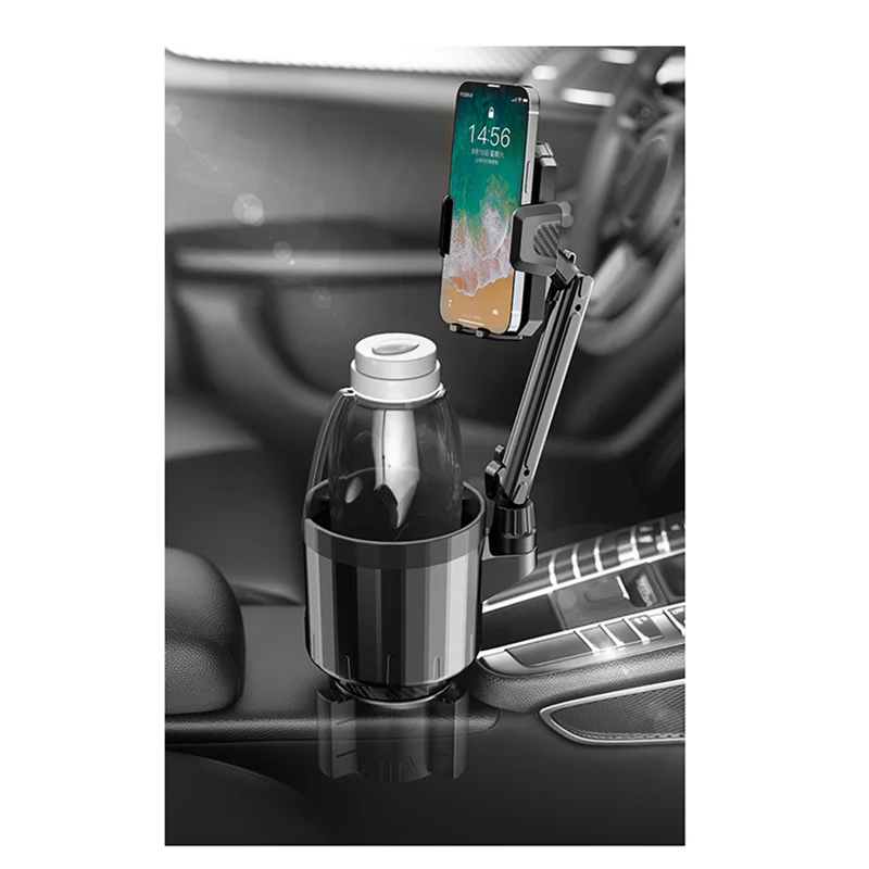 حامل أكواب للسيارة مع حامل للهاتف، موسع حامل أكواب قابل للتعديل 2 في 1 مع 360 درجة °   حامل الهاتف المحمول الدوران