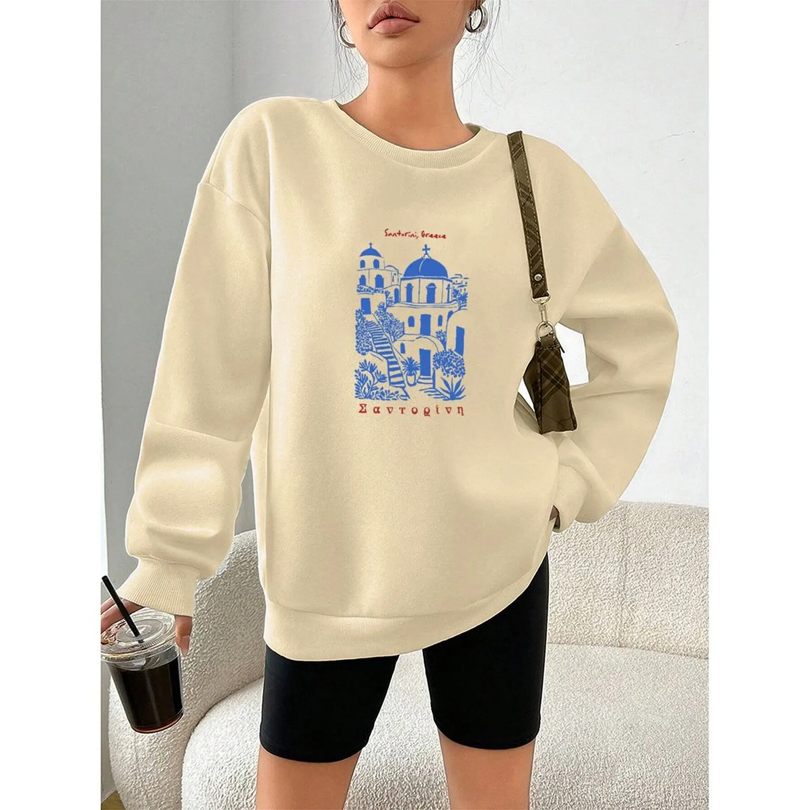 2025 Fashion O-Neck Long Sleeve Pullovers Woman Y2k Elegant Sweatshirt Velvet Winter Comfortable Loose Casual Printed Tops