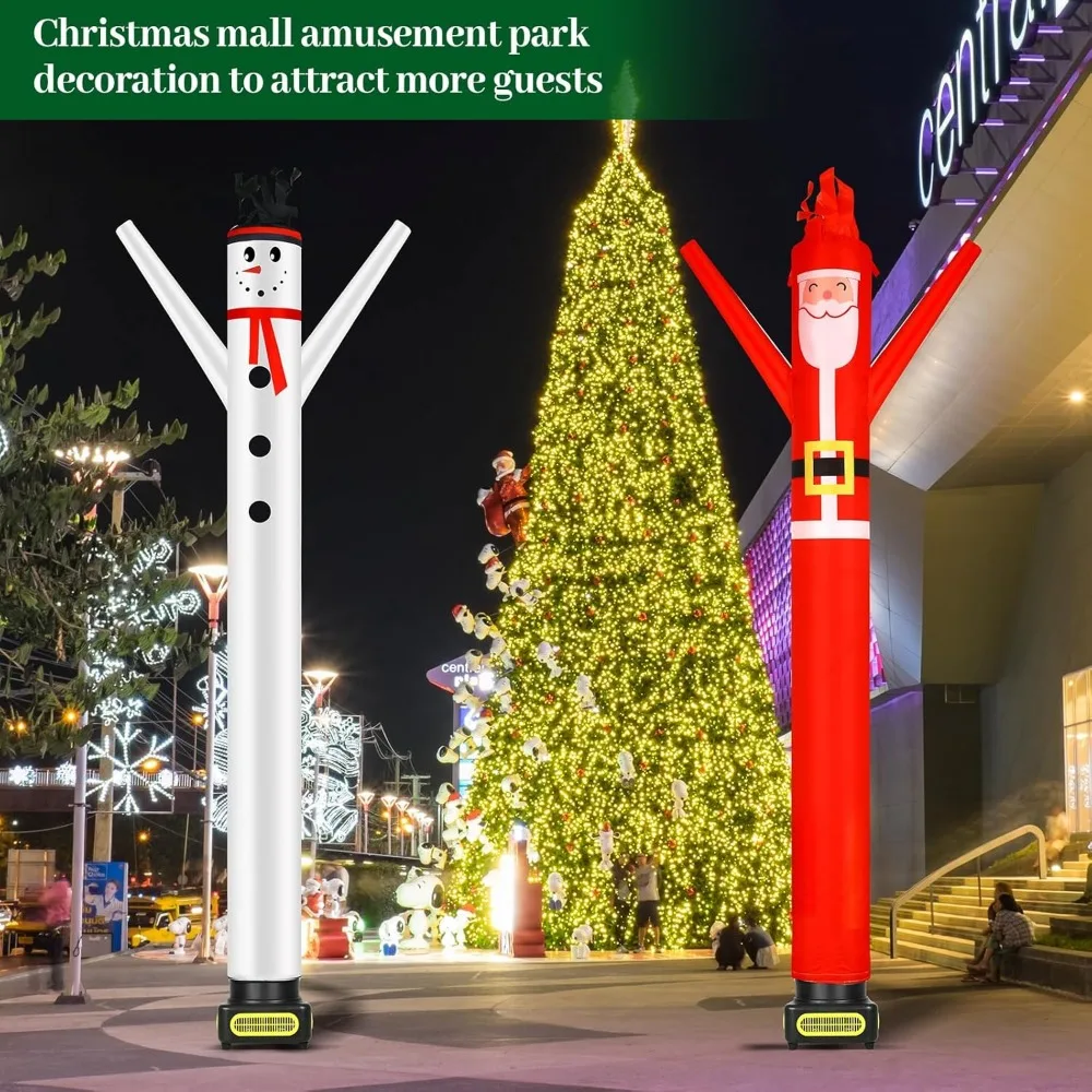 

2 Pcs 20 Ft Christmas Inflatable Tube Man Christmas Inflatable Outdoor Decoration Santa Claus Inflatable Dancer Snowman