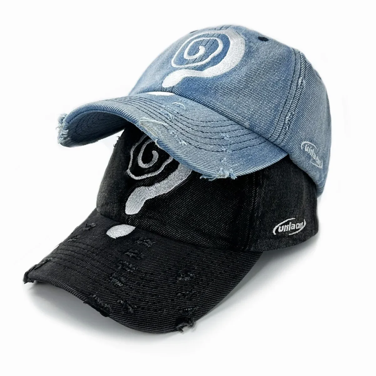 Question Mark Embroidered Baseball Cap, 2025 New Arrival Big Brim Sun Hat, Tie-Dye American Street Style