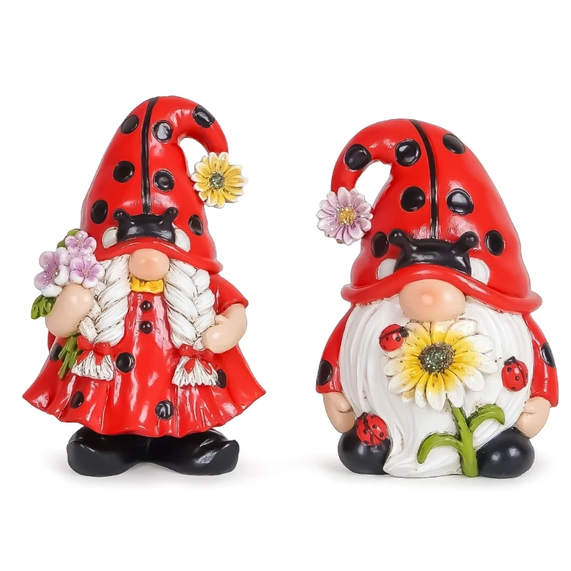 Spring Gnome Kitchen Tiered Tray Decors Ladybugs Gnome Resins Swedish Tomtes Dropship