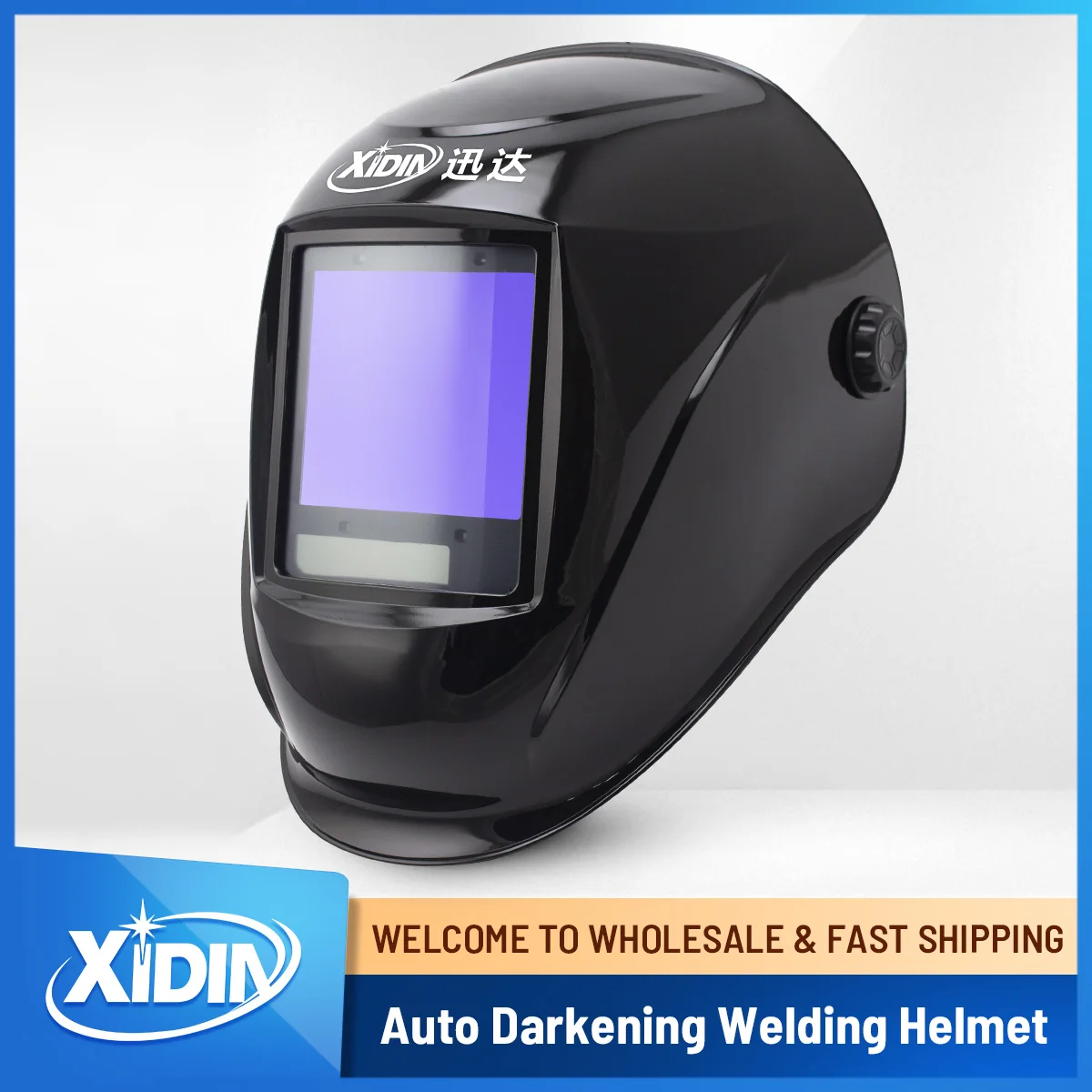 

Welding Helmet Auto Darkening Large View Welding Hood Solar Powered True Color Welding Mask (Brilliant black A9-916D-SX)