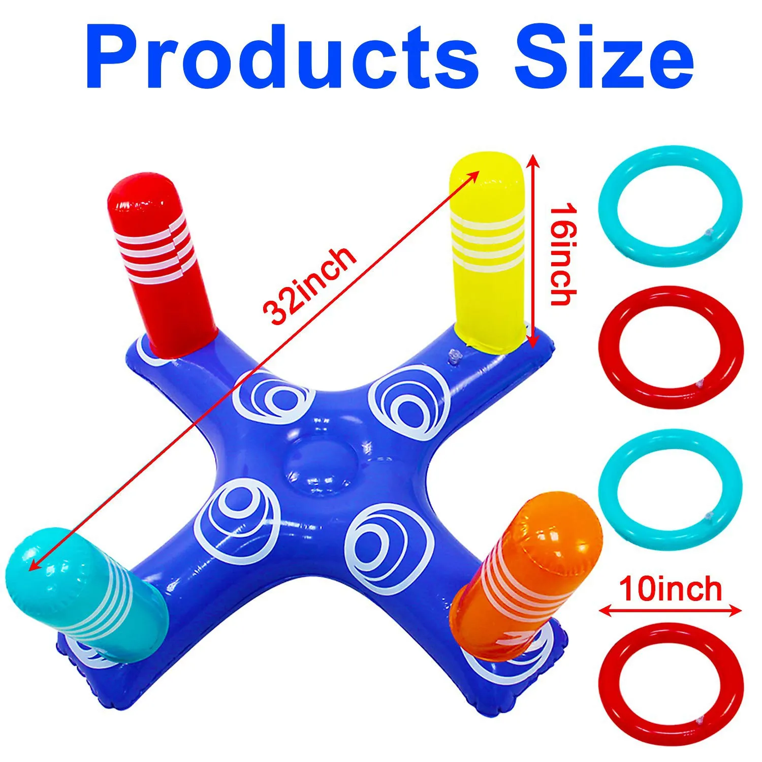 NALFI-Inflatable Pool Ring Toss Game Floating With 4 Rings For Multiplayer Pool Game Family Pool Beach Floats Party