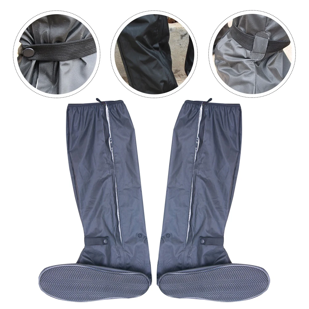 

1 Pair Reusable Waterproof Shoe Covers Overshoes Thickened Non-Slip Rainproof Shoe Protector Foldable Wear-Resistant Zipper