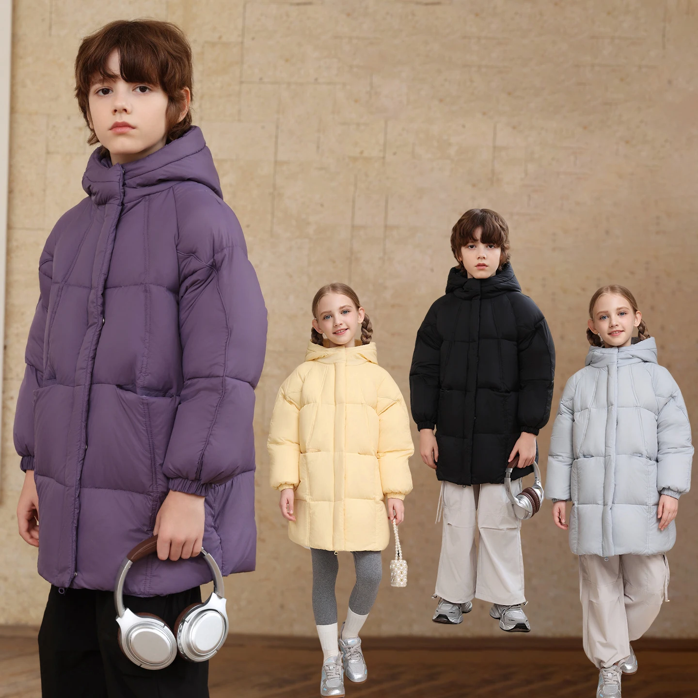 Winter Children Girls Parkas UNITIM 2-12Yrs Kids Girls Plush Velvet Hooded Down Jacket Coat Junior Girls Thicken Warm Ski Jacket