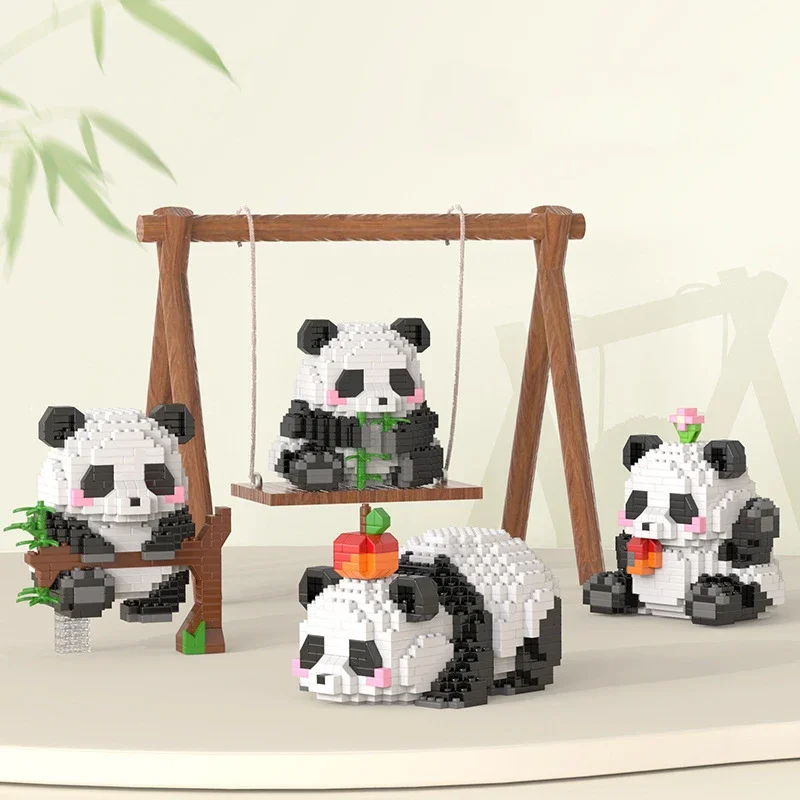 Juego de bloques de construcción de Panda chino para niños y niñas, Mini bloques de montaje creativos, juguetes para niños y niñas de 8 a 14 años,