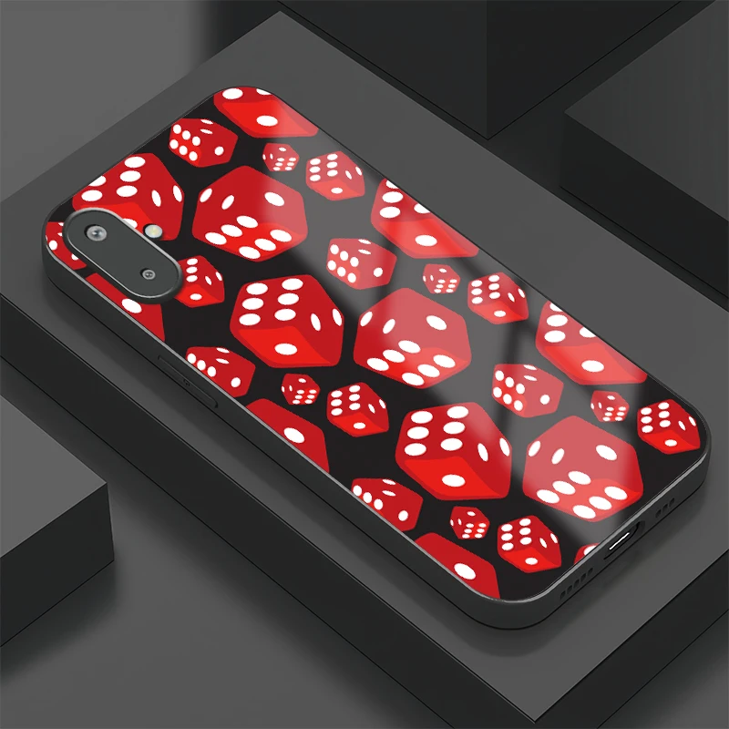 Fashion Shockproof Phone Case For Samsung Galaxy F34 F16 F15 F14 F06 F62 F54 F42 F41 Silicone Tempered Glass Dice Pattern Cover