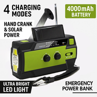 Portable Emergency Radio 4000mAh/Hand Crank Solar USB Charging FM/AM/NOAA LED Flashlight SOS Alarm Power Bank