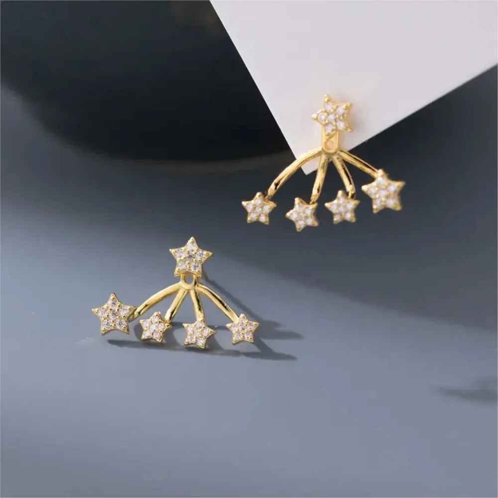 Women's White Star-Shaped Stud Earrings, Simple Fashion