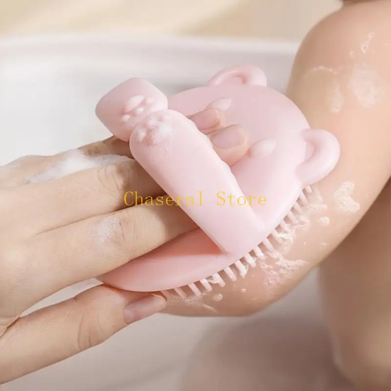 

E7CE Soft Silicone Infant Shampoo Brush Round Bristles & Comfort