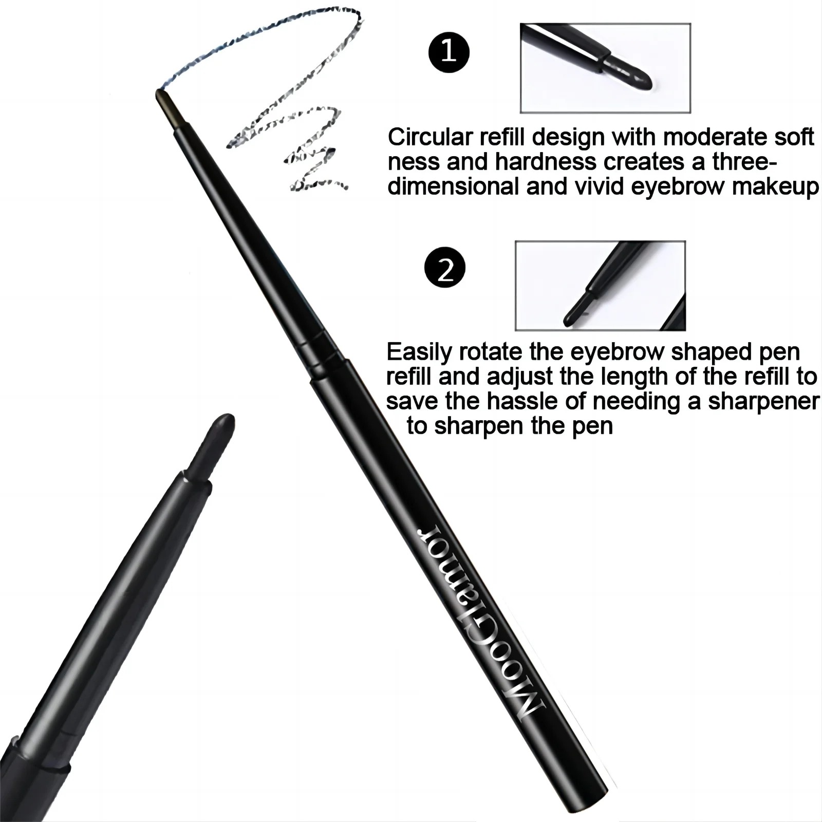 Eyeliner Gel Potlood, Draaibare Waterdichte Smudge-Proof, Harde Eyeliner