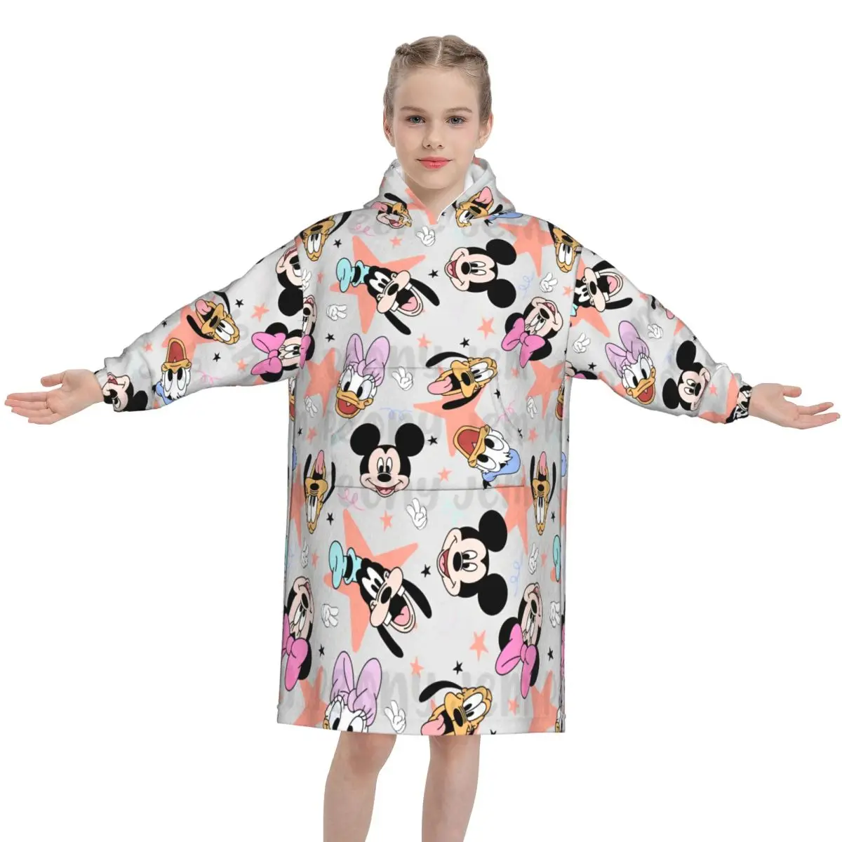 

Mickeys Mouse Minnies Cartoon Wearable Blanket Hoodie as Gifts for Girls Boys Warm Cozy Large Thick Pajamas with Pocket