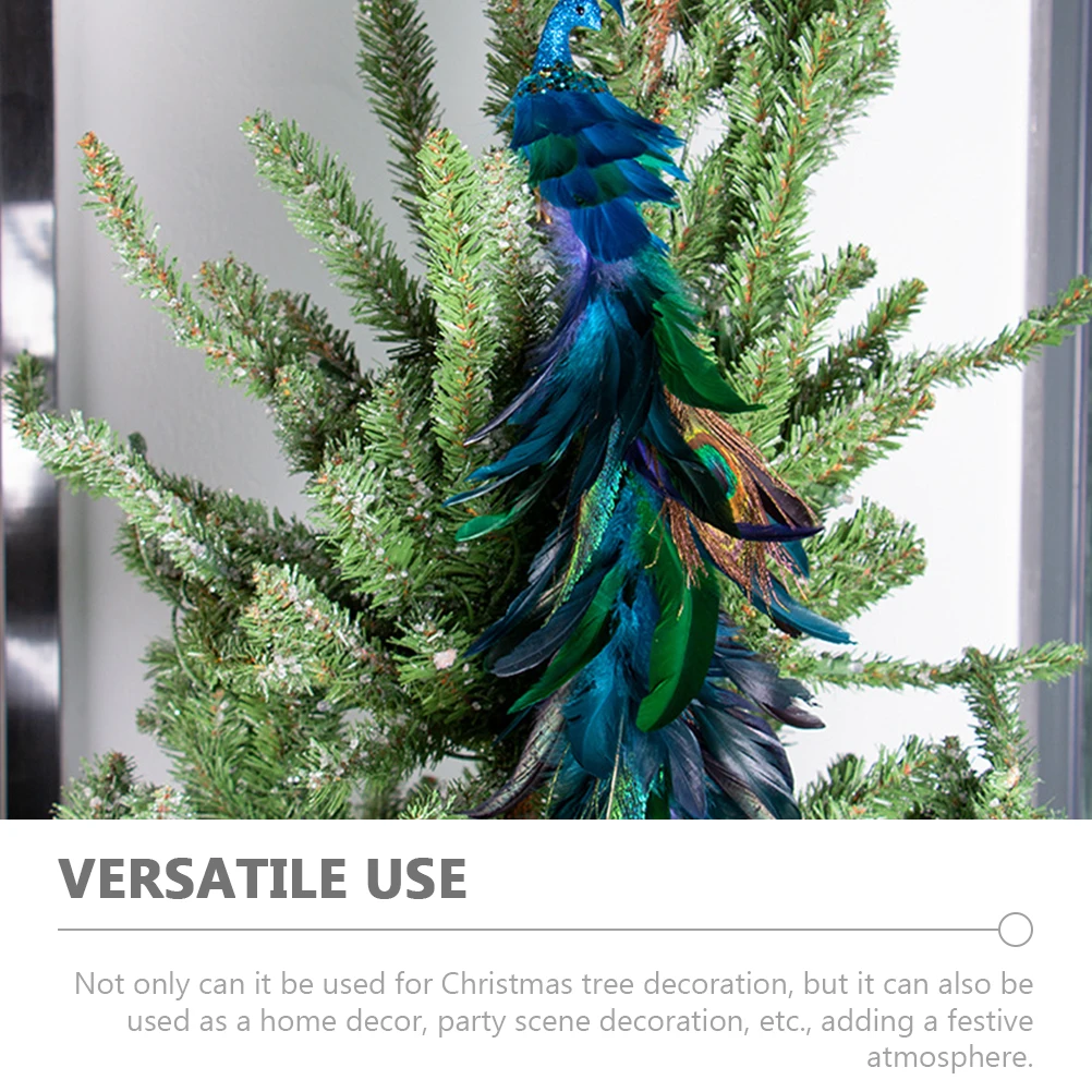 

1pcs Peacock Christmas Ornament Bird Decorations Long Tail Clip Tree Decorations Glitter Foam Peacock Festive Home Party