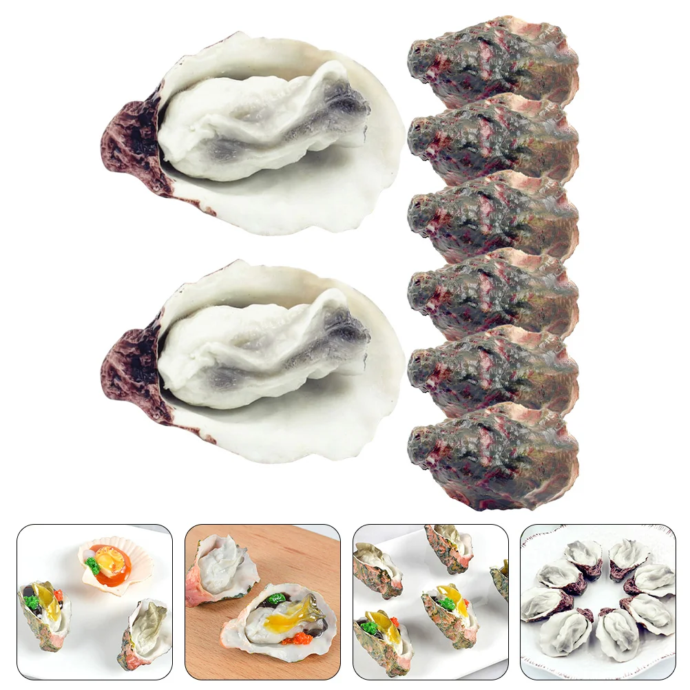 8 Pcs Model Simulated Oysters Tank Toy Fake Prop Meats Pvc Fish Decor Kitchen Pretend Models