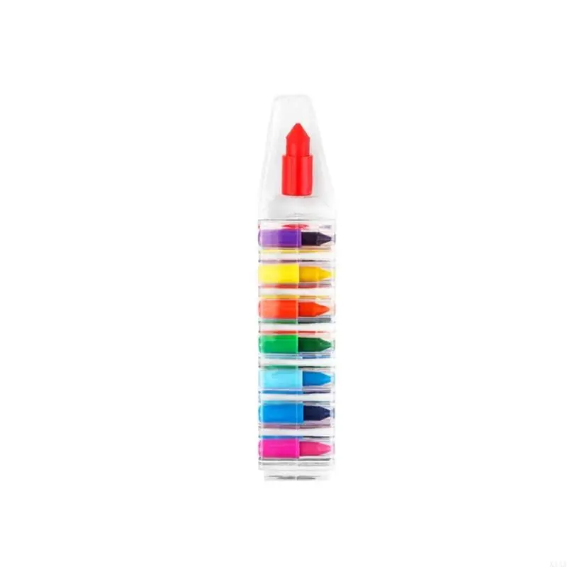K1AA wasbare peuter Crayon 8 kleurolie Pastels stapelen bouwstenen Crayon Pen