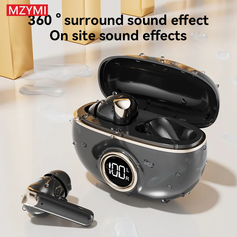 MZYMI M85 Earphone Bluetooth nirkabel TWS, Headset kendali sentuh, tampilan Digital LED, Headphone panggilan HD untuk Android iOS