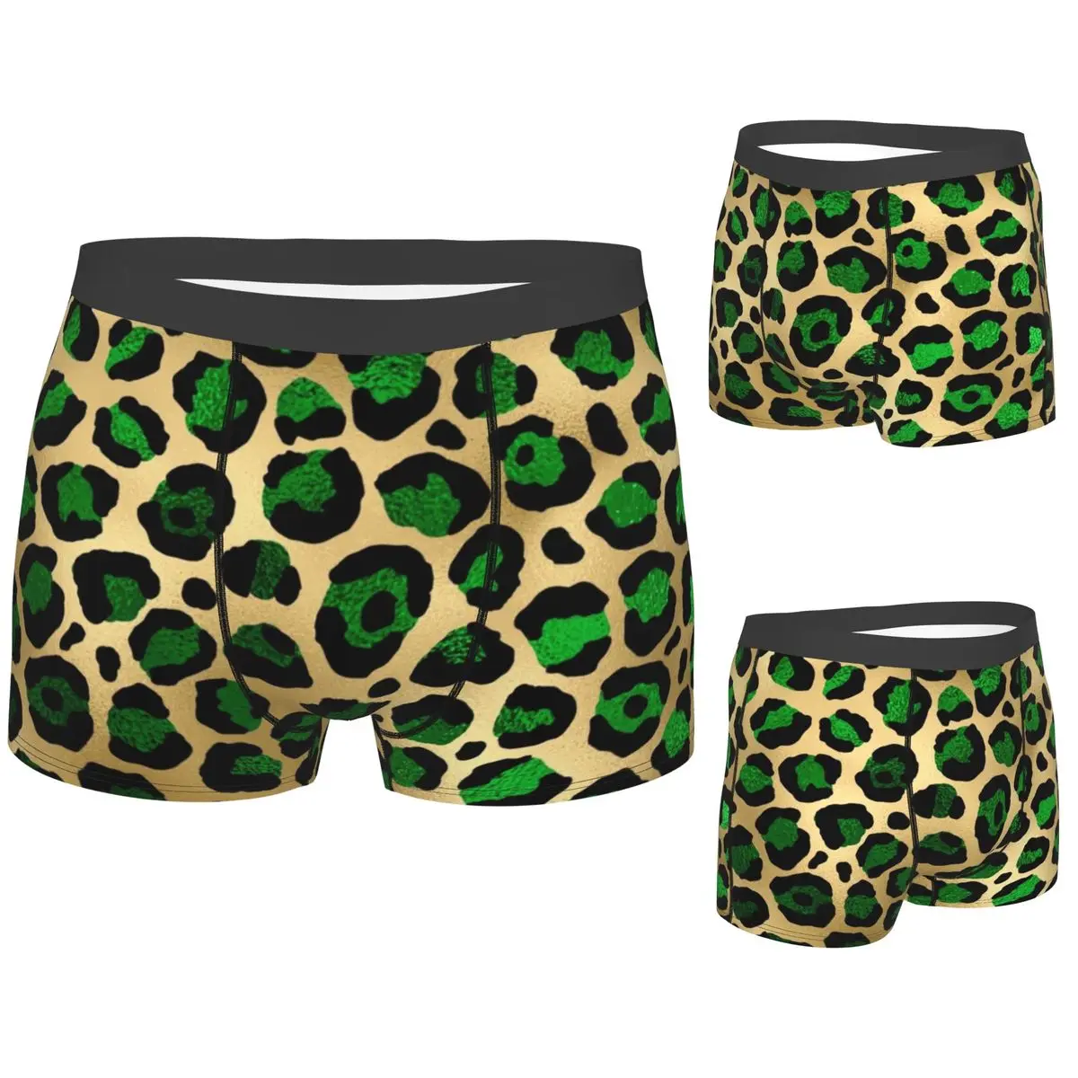 

Boxer Underpants Shorts Emerald Green Leopard Print Panties Men's Comfortable Underwear for Homme Man Boyfriend Gifts