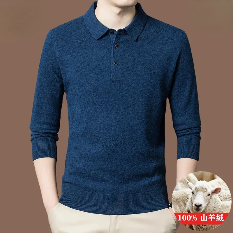 Sweaters for Men 100% Cashmere Men Polo Shirt Men Loose Casual Winter Thickened Lapel Sweater New in Sweaters Men Ropa De Hombre