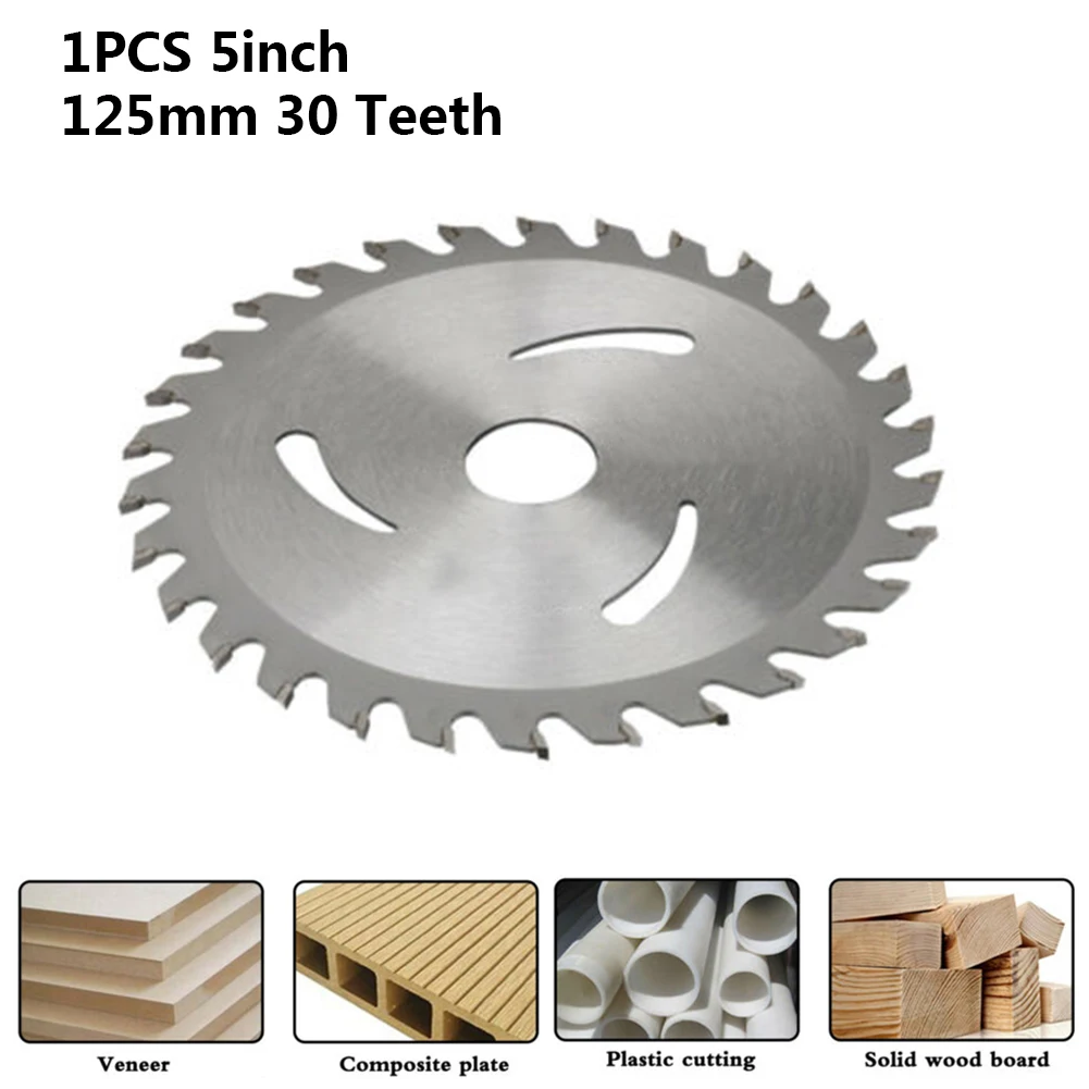 =5inch=125mm=Circular Saw Blade Wood Cutting Disc 30 Teeth 20mm Bore Metal Wheel Discs For Woodworking Rotating Cutting Tools